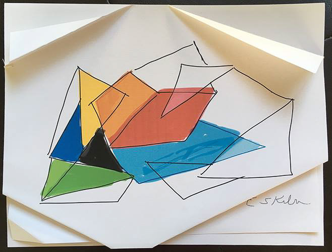 "Origami Digital Sketch" Edith Skiba LaMonica<br />folded linen paper 8.5"x11"
