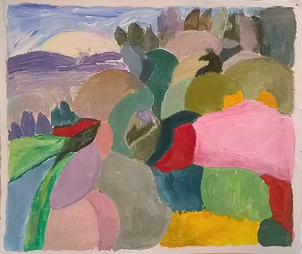 "View, After Paul Klee" Claire Medol Hyman 2016<br />8x9.5" oil