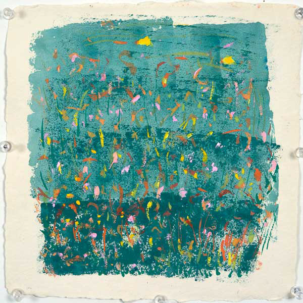 DETAILS: “FARM MEMORY 6 MY MOTHER’S JOY”10” X 10” handmade paper; gouache; oil pastels