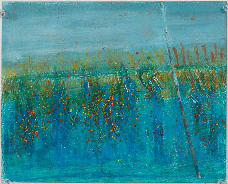 “FARM MEMORY 4” 8 ½” X 10” Gouache; cold wax; oil pastel; caran d’ache; on canson paper
