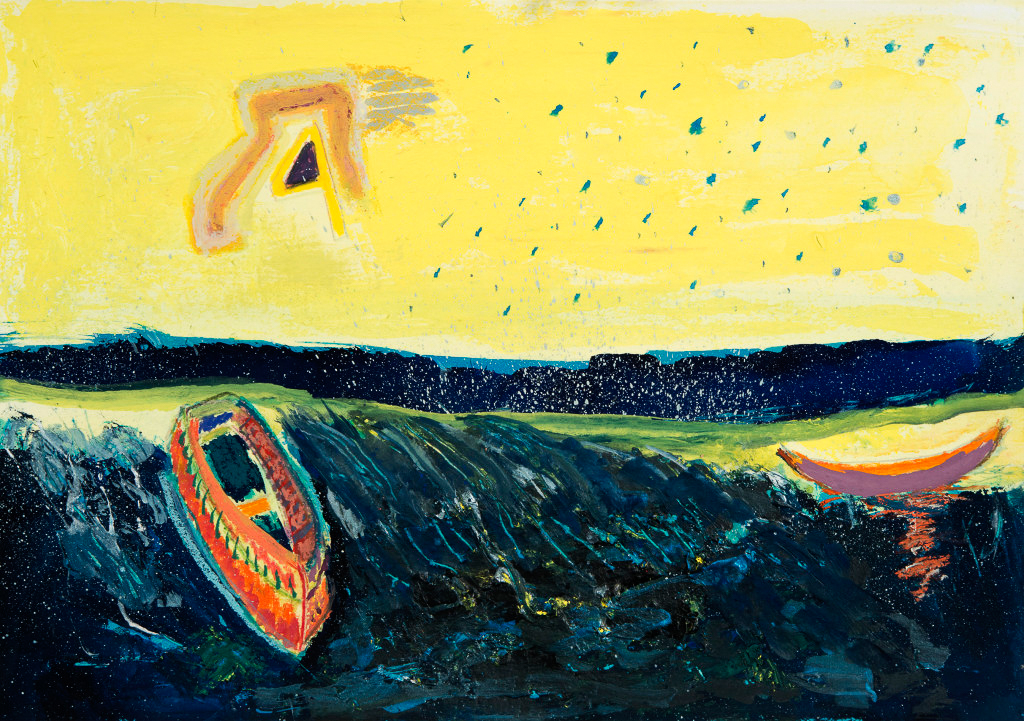 More Lost Boats #3<br />8 ½” x 12’ gouache ; caran d’ache on paper June, 2015