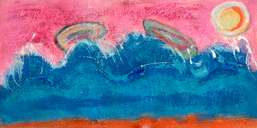 More Lost Boats #1<br />6” x 12” gouache on paper June 2015