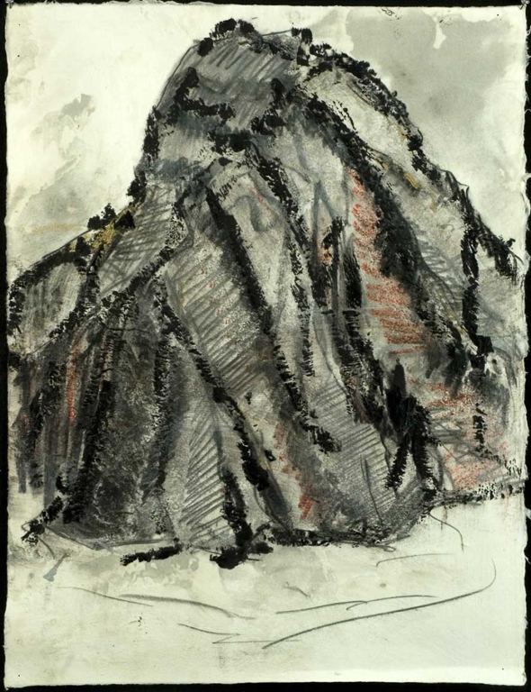 CHARCOAL MOUNTAIN 27” x 20 ½” charcoal; acrylic on paper