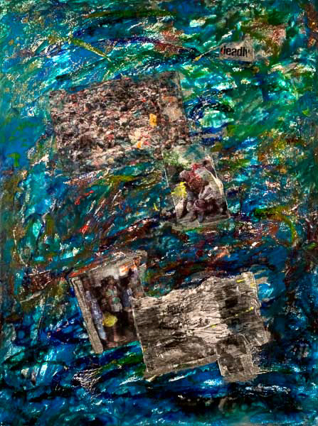 MAELSTROM #3 30 ¼” x 22” encaustic and collage on Arches