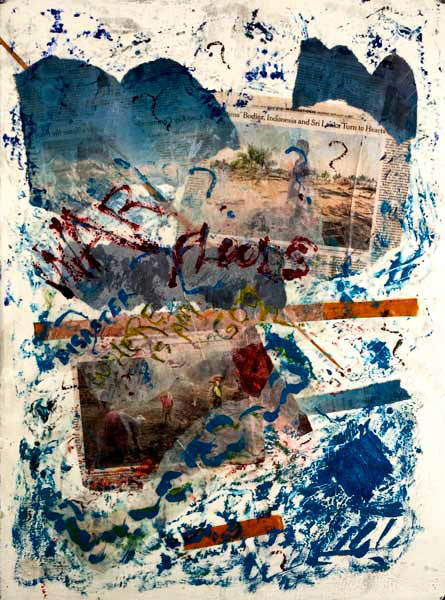 WHERE IS ANY GOD? 30 ¼” x 22” encaustic and collage/Arches