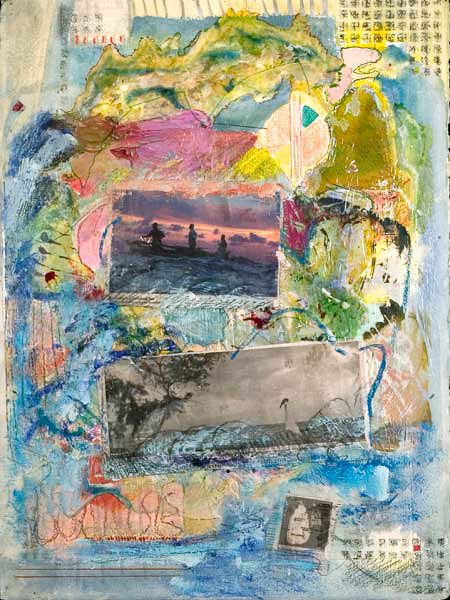 SEARCHING FOR PARADISE (LOST?) 30 ¼” x 22” watercolor; graphite; colored pencil; encaustic on paper