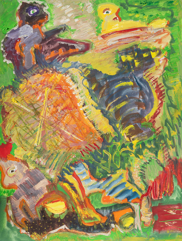 ANOTHER BASCHA LONG STORY!<br />Carbon pencil, gouache on Arches paper<br />16 x 12 in.<br />Friday, August 18, 2023