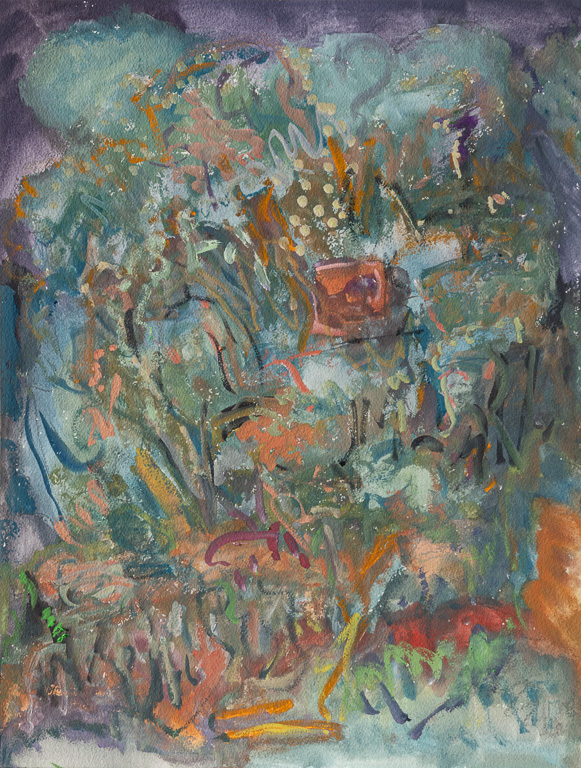 SOON THE MIST WILL CLEAR<br />Carbon pencil, gouache on Arches paper<br />16  x 12 in.<br />Sunday, September 10, 2023