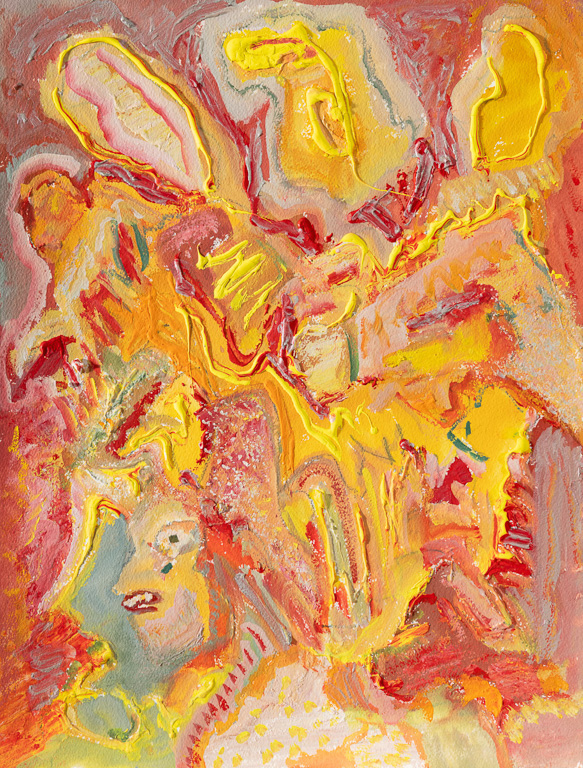 WOW! WHAT CAN I SAY?<br />Carbon pencil,  gouache,  acrylic matte medium on Arches paper <br />16 x 12 in.<br />Friday, November 10, 2023